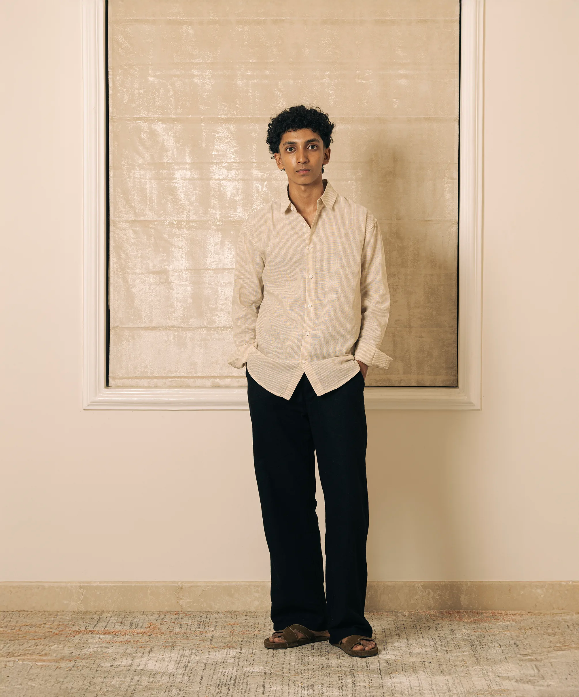 STRIPED REGULAR FIT LINEN SHIRT