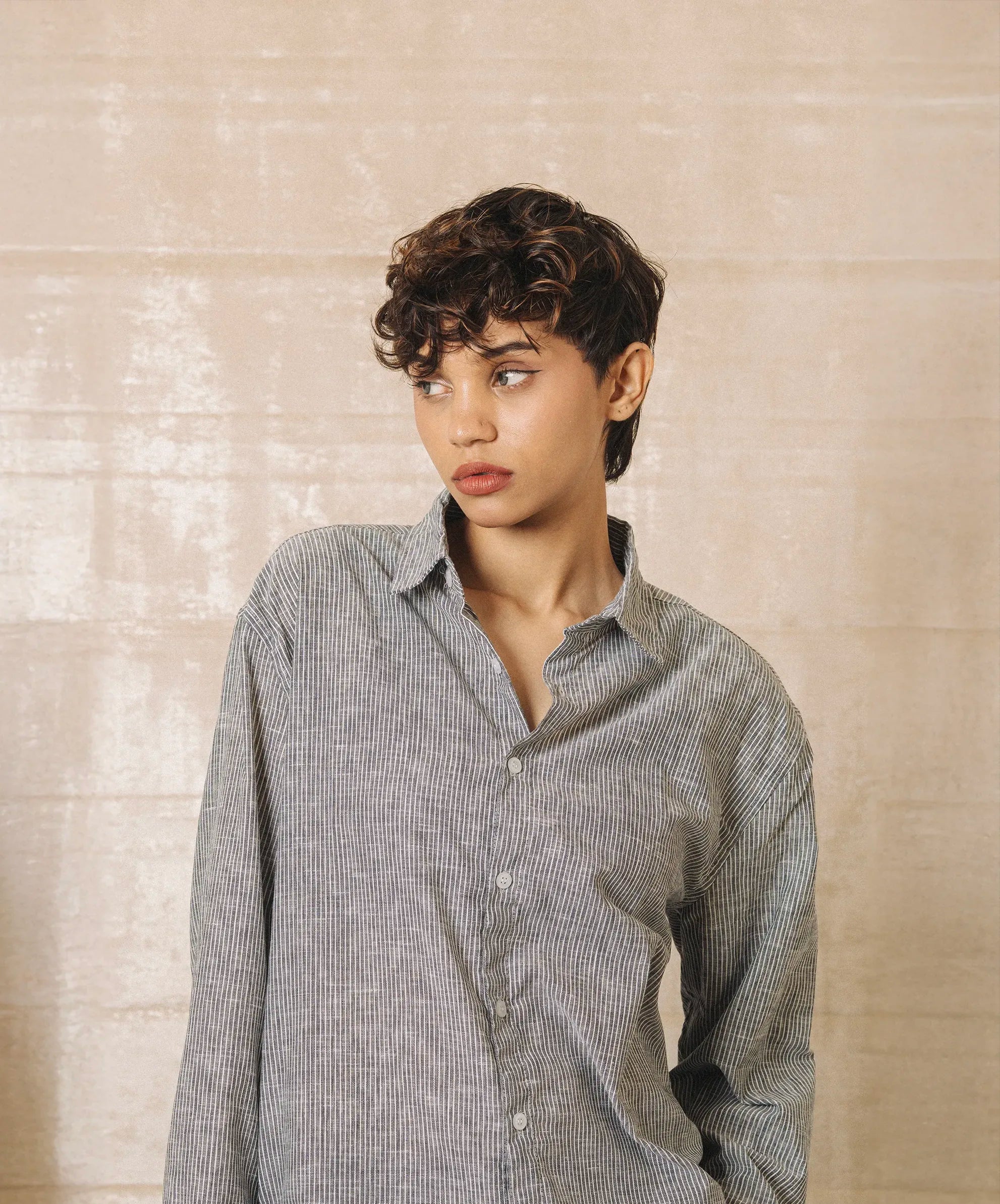 STRIPED REGULAR FIT LINEN SHIRT
