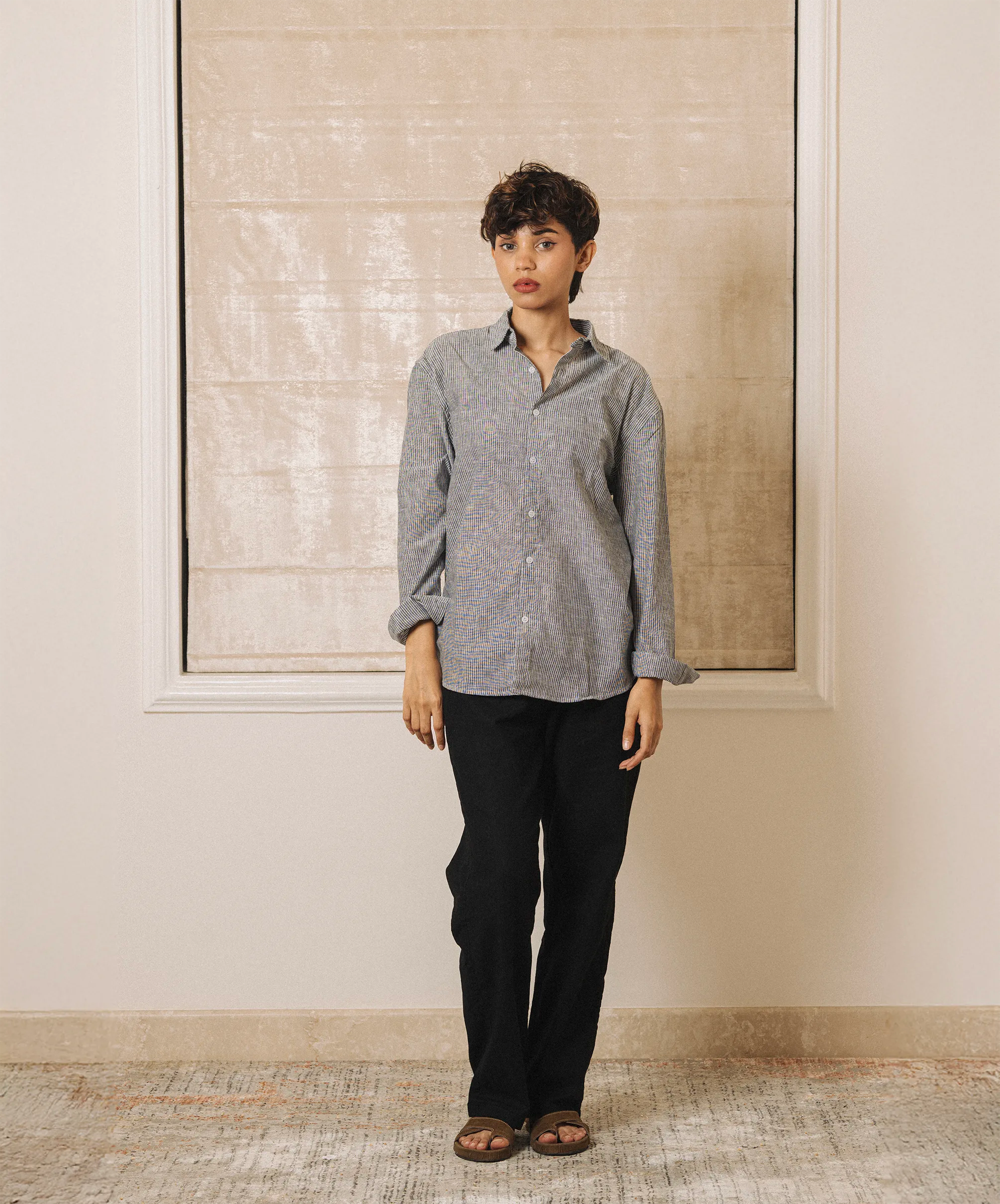 STRIPED REGULAR FIT LINEN SHIRT