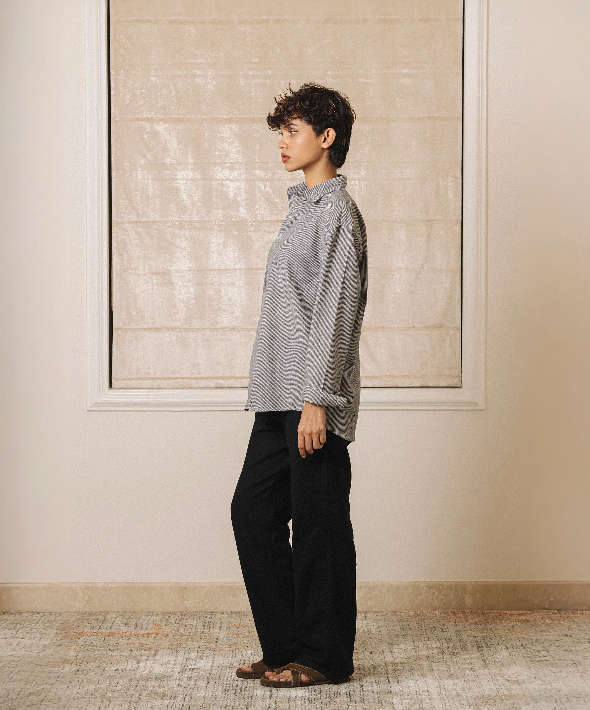 STRIPED REGULAR FIT LINEN SHIRT