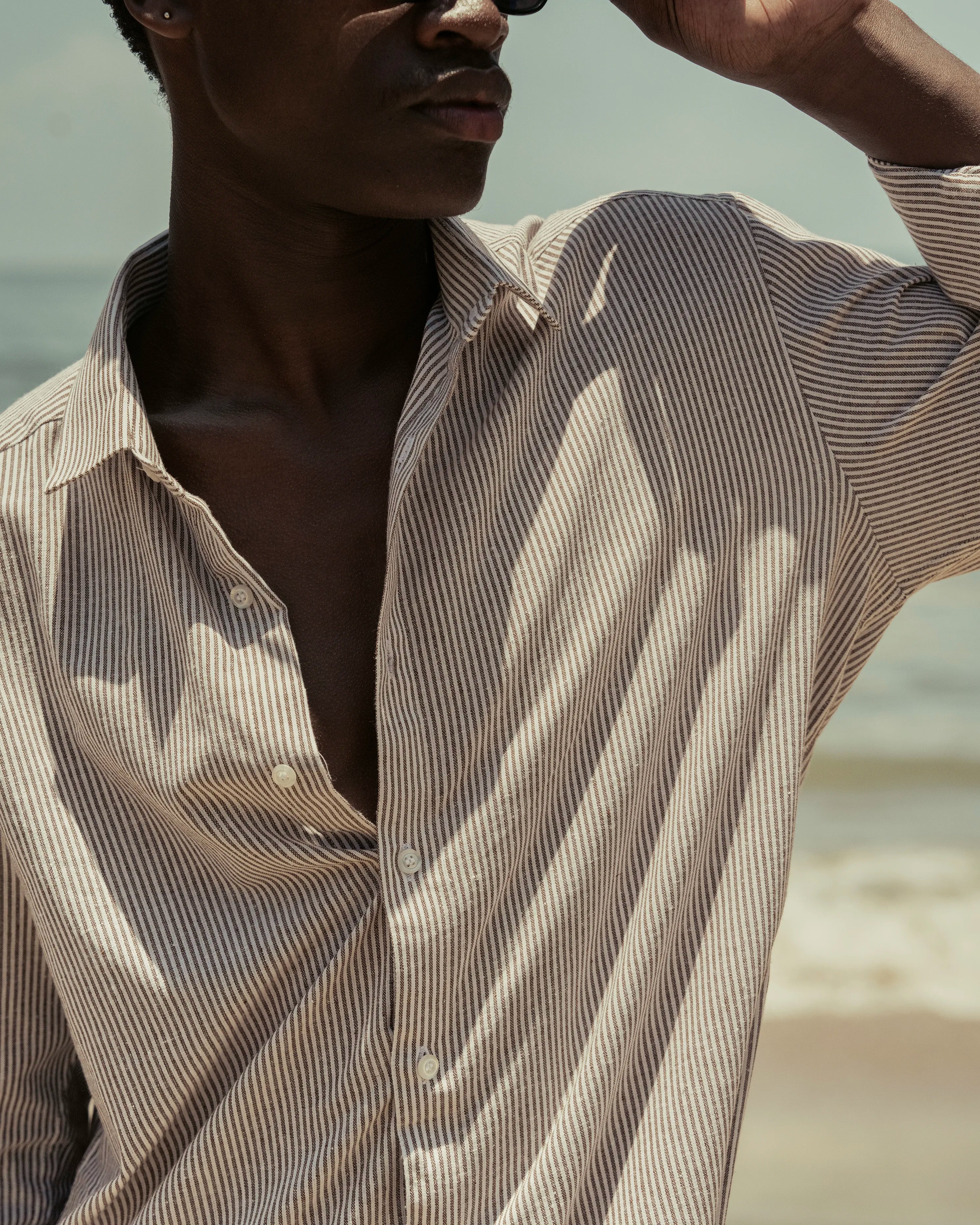 STRIPED COTTON LINEN REGULAR FIT SHIRT