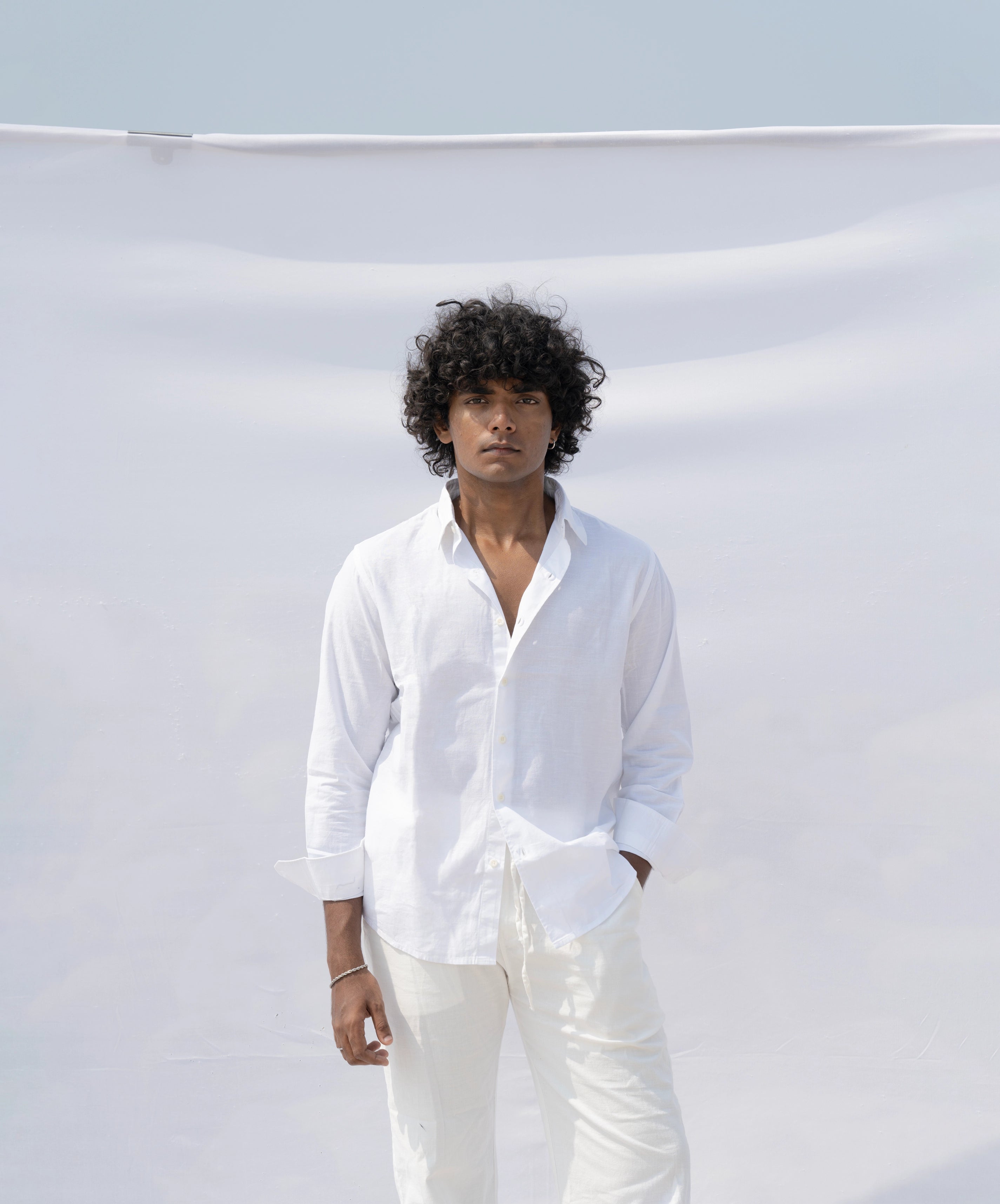 white linen shirt