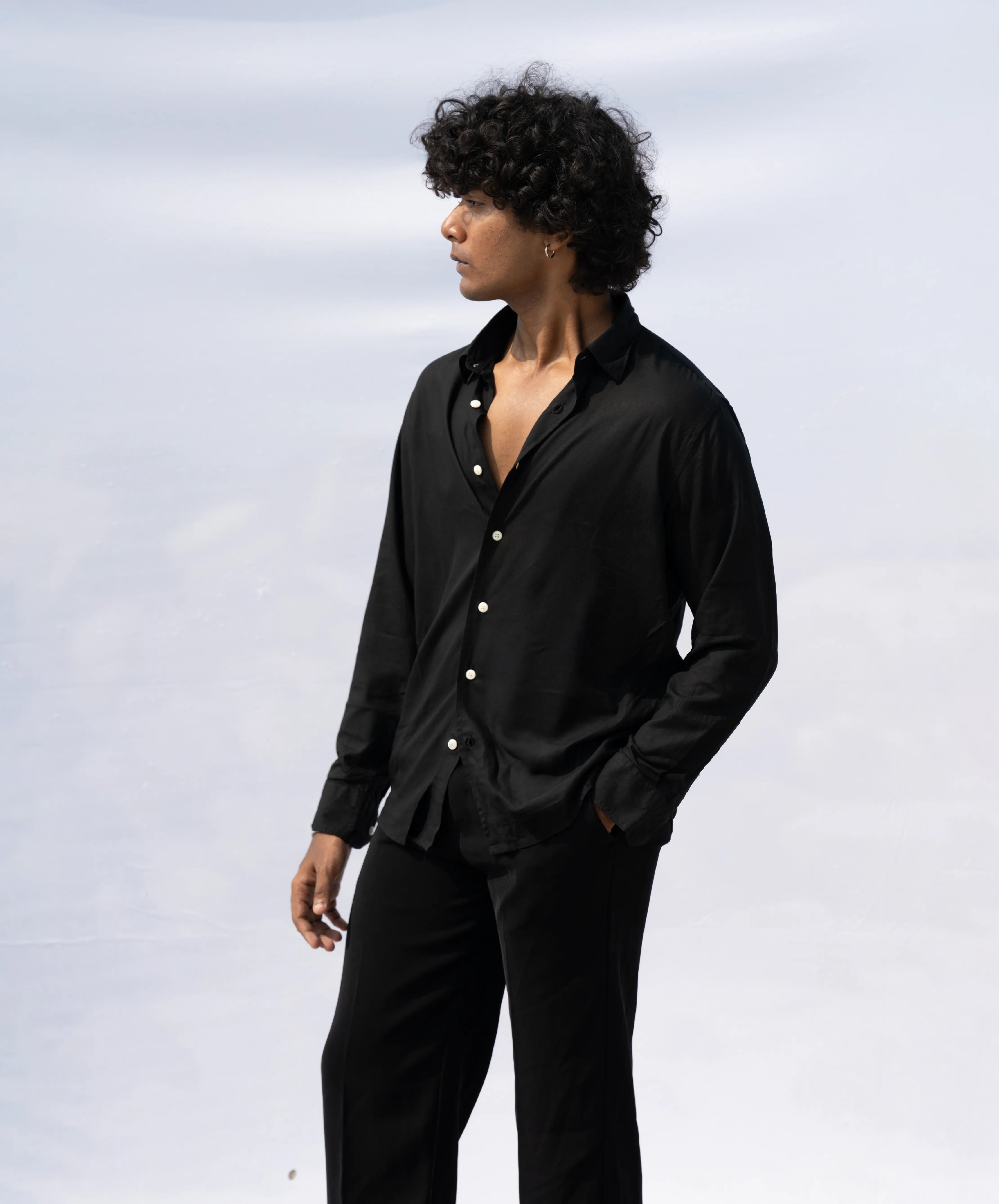 BLACK VISCOSE SHIRT