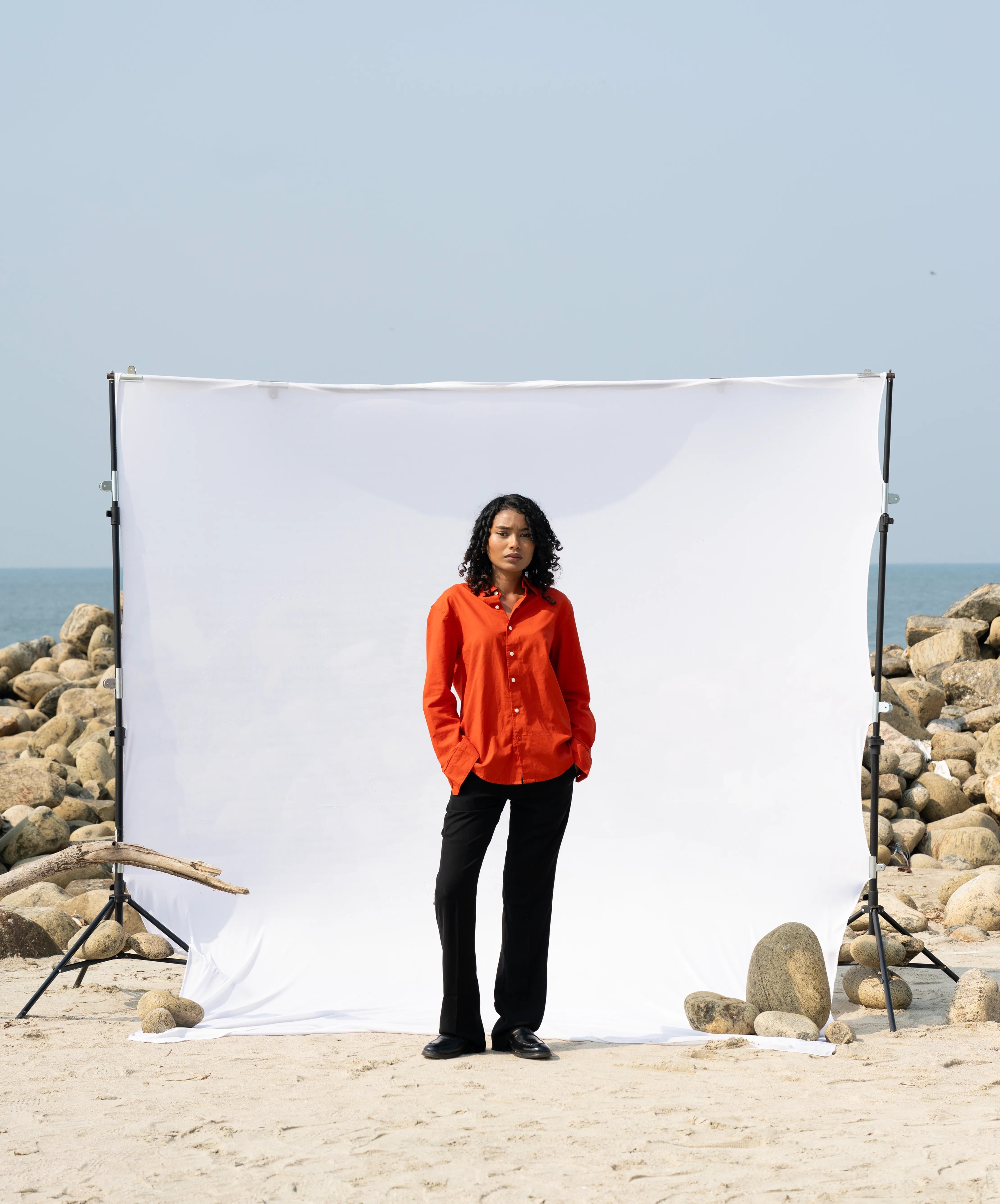 STANDARD DEEP ORANGE LINEN SHIRT