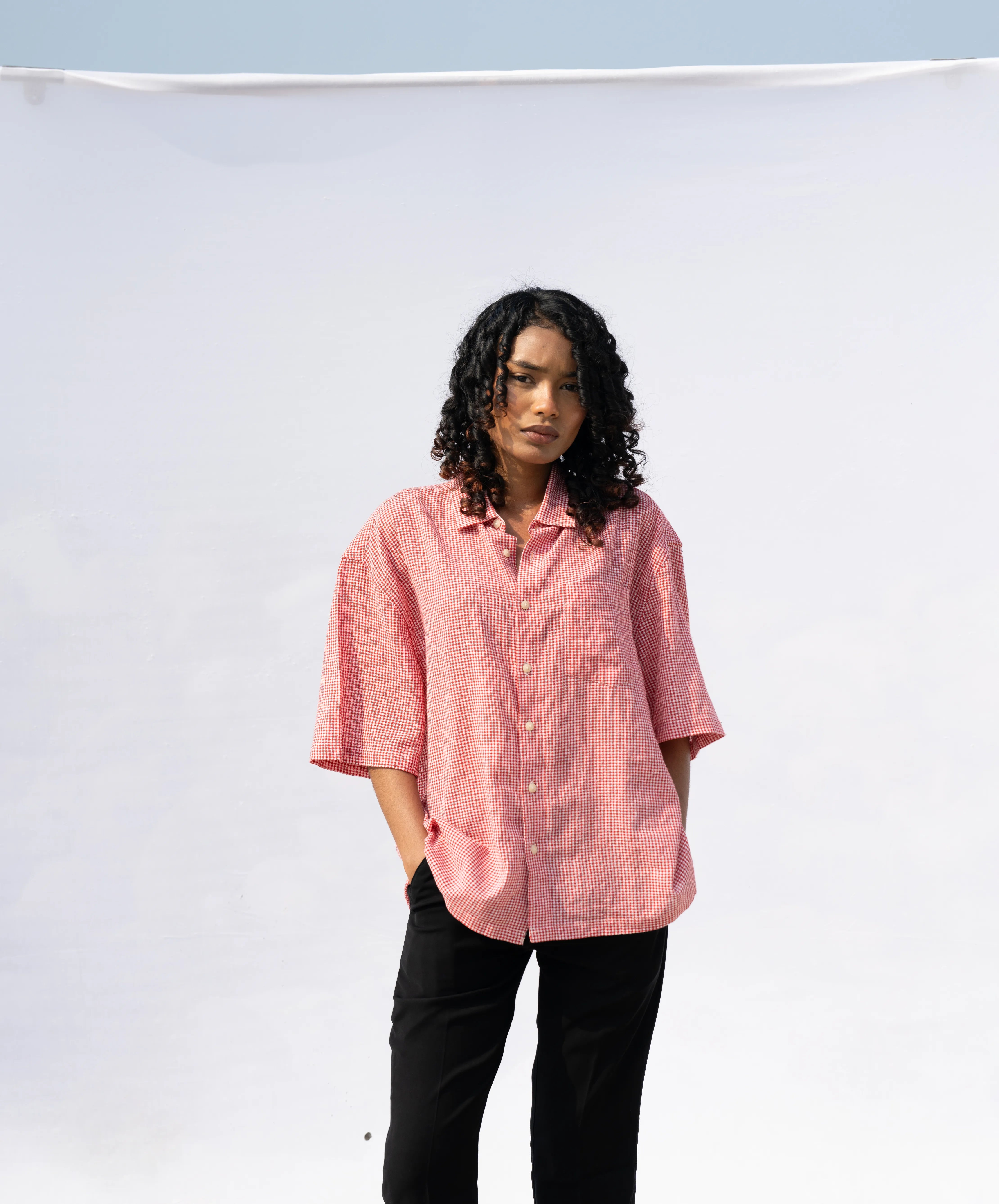 BOXY FIT CHECK SHIRT