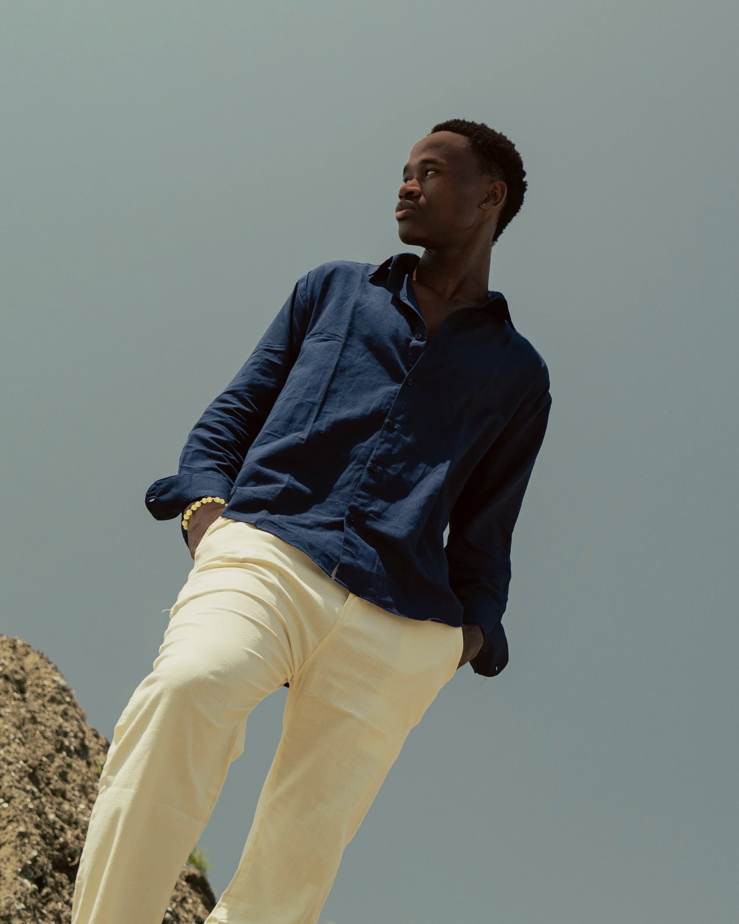 BEIGE LINEN TROUSERS REGULAR FIT