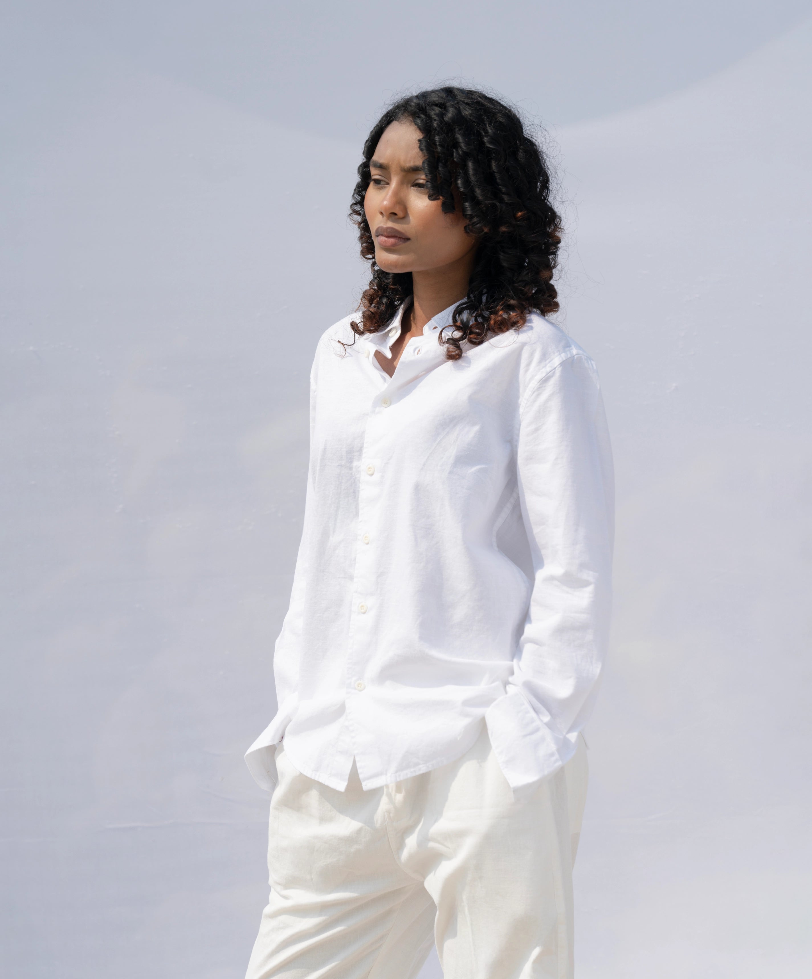 white linen shirt