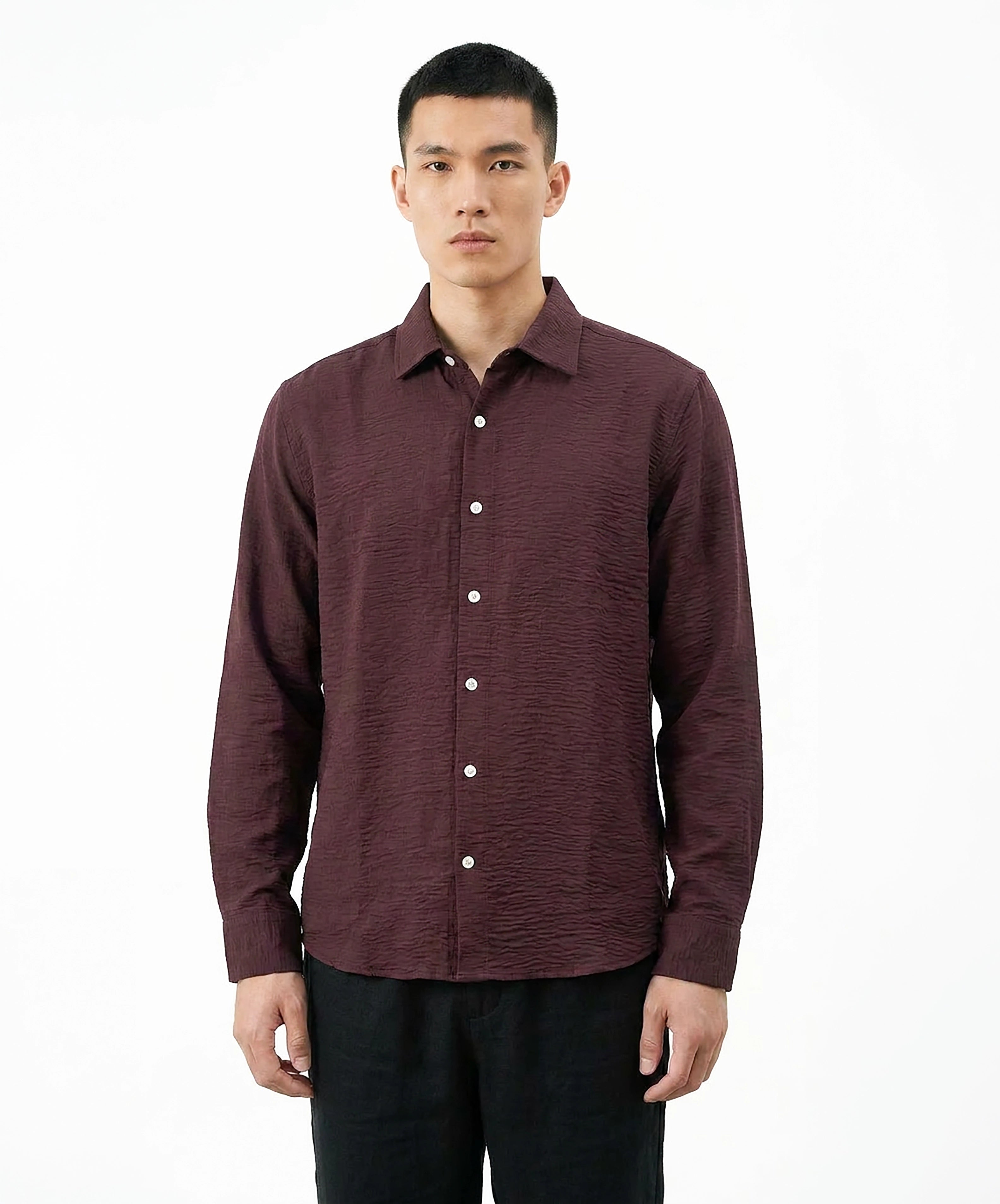 BROWN WRINKLED SHIRT
