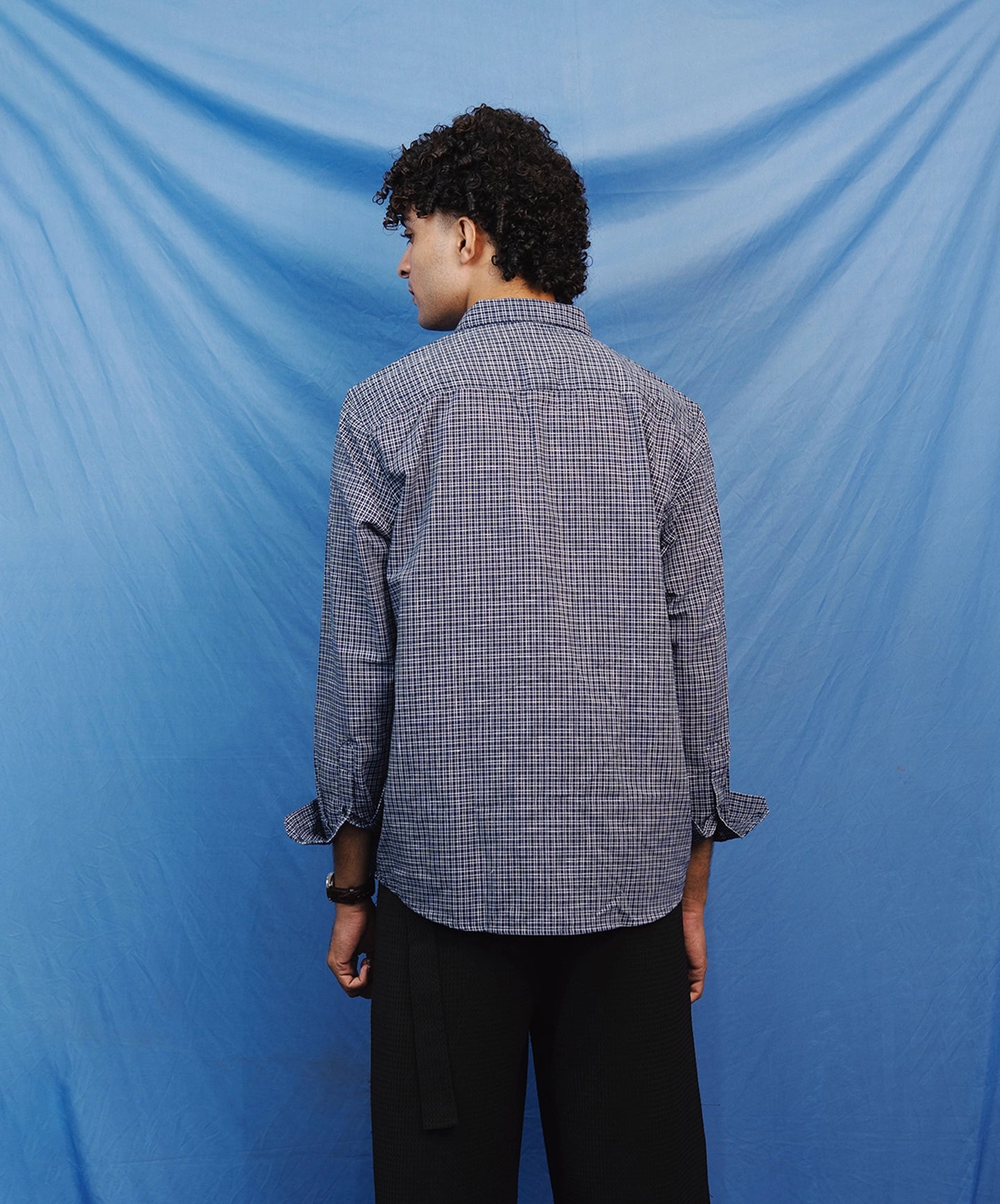 BLUE CHECKED IRISH LINEN