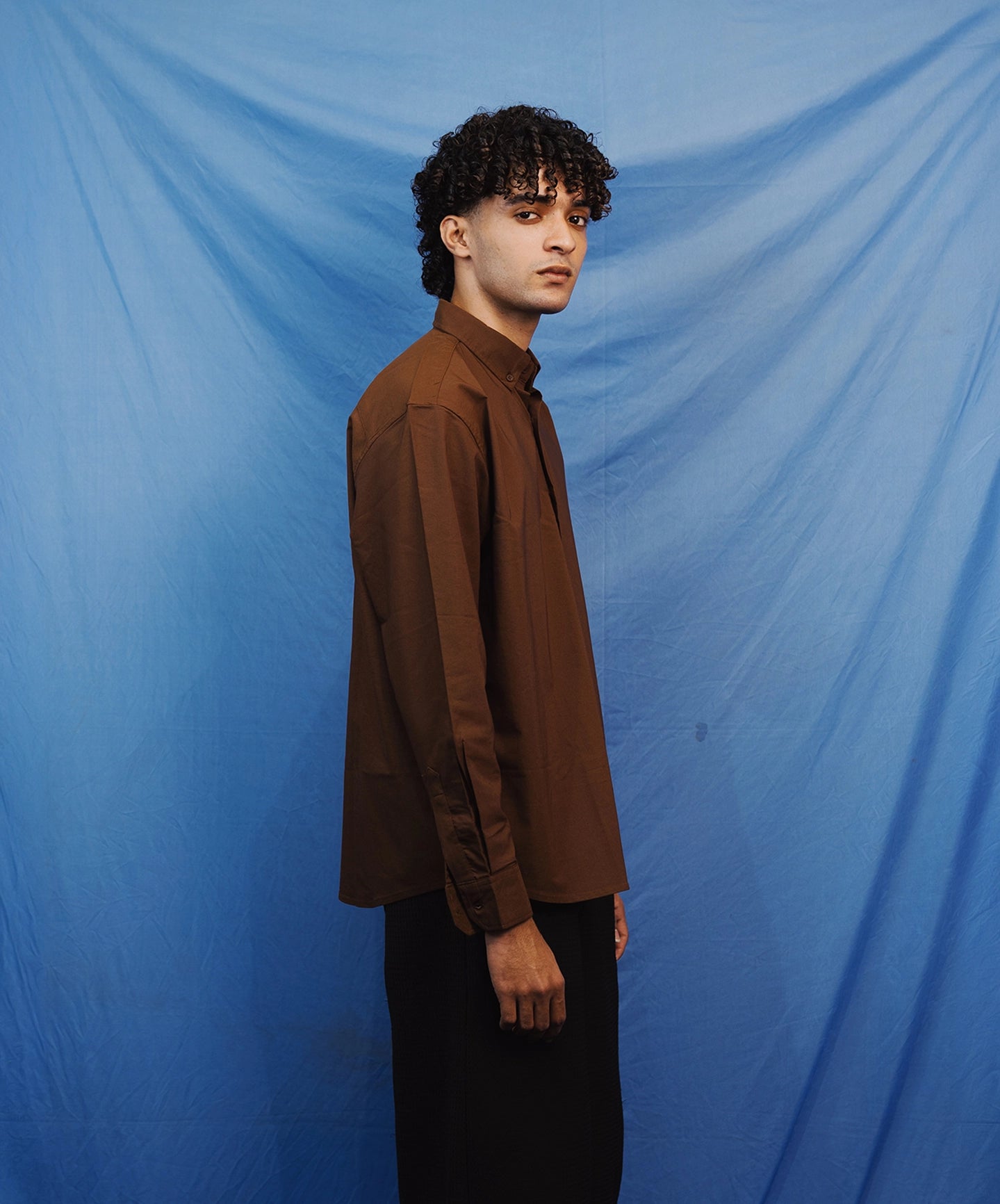 DEEP BROWN POLY SHIRT