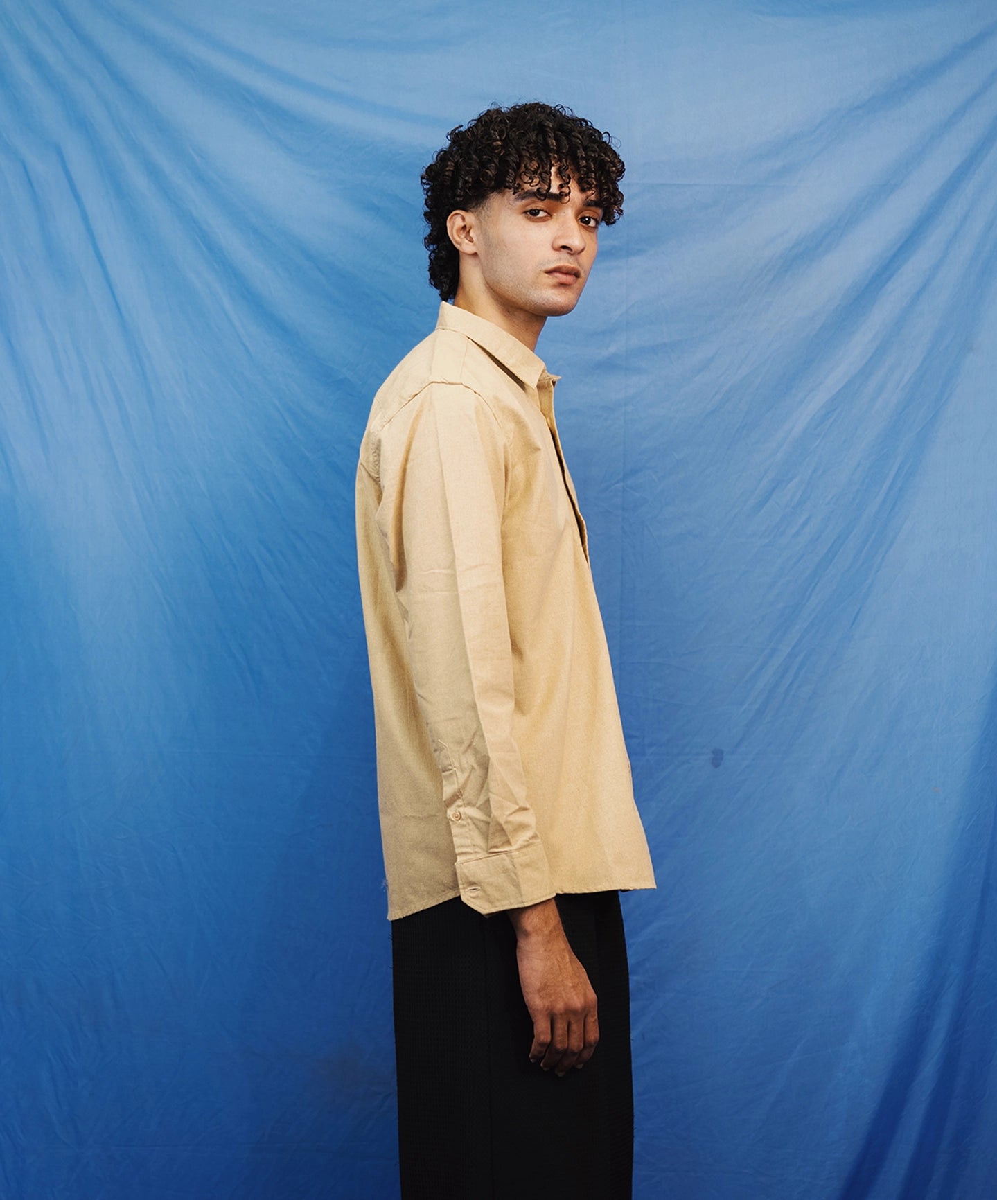 BEIGE LINEN BLEND SHIRT