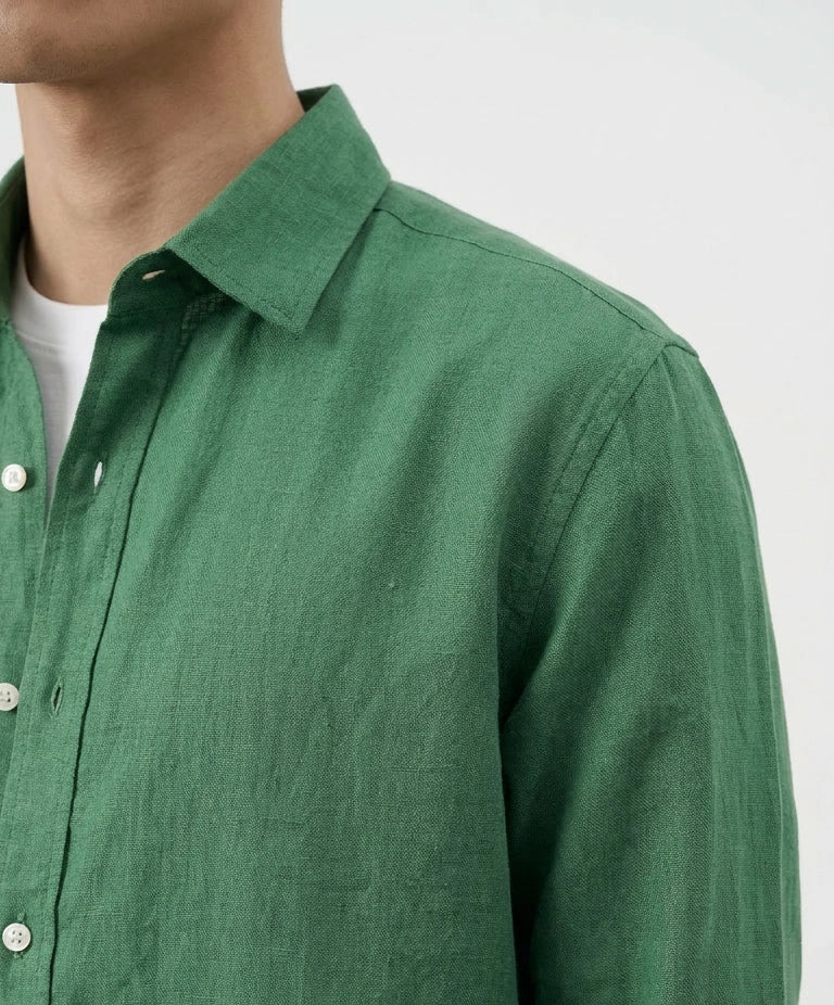 GREEN LINEN BLEND SHIRT