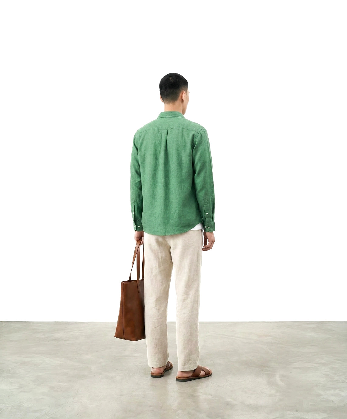 GREEN LINEN BLEND SHIRT