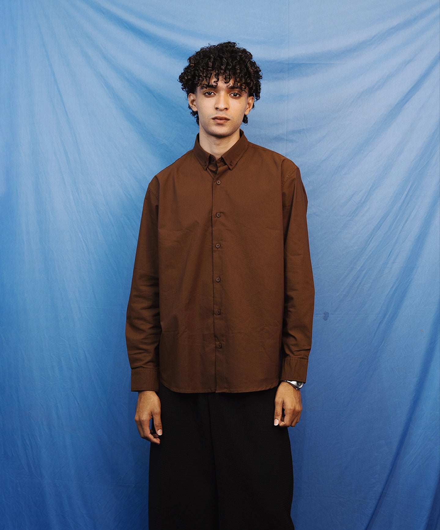 DEEP BROWN POLY SHIRT