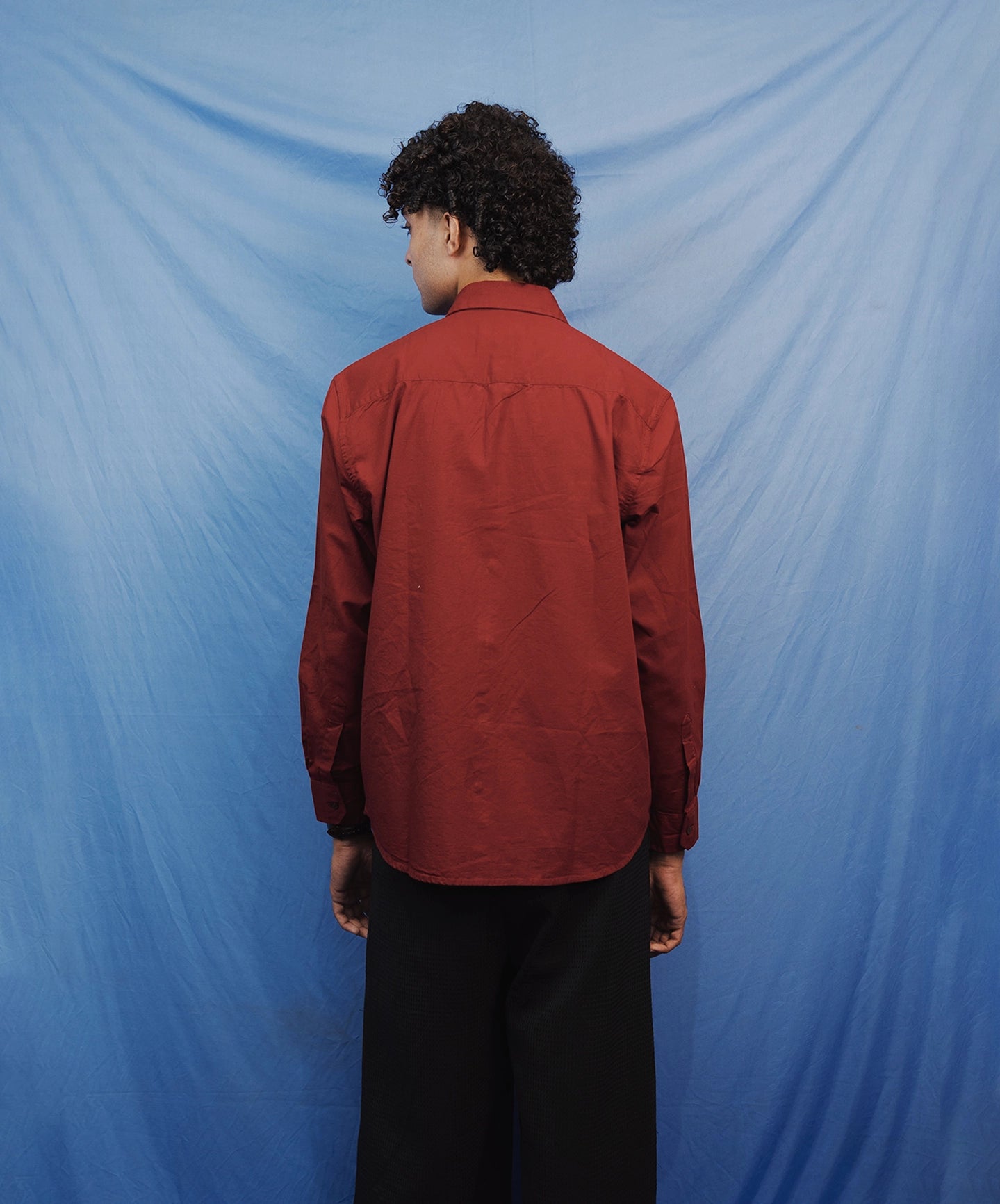 RED LINEN SHIRT REGULAR FIT