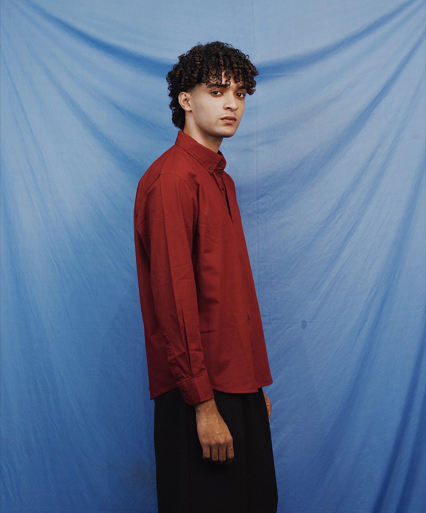 RED LINEN SHIRT REGULAR FIT