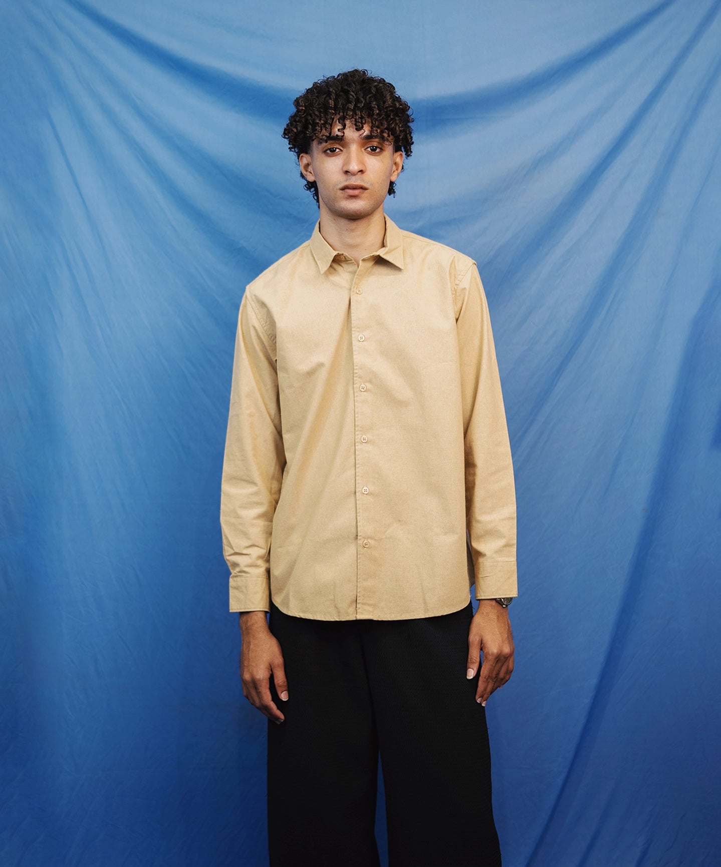 BEIGE LINEN BLEND SHIRT