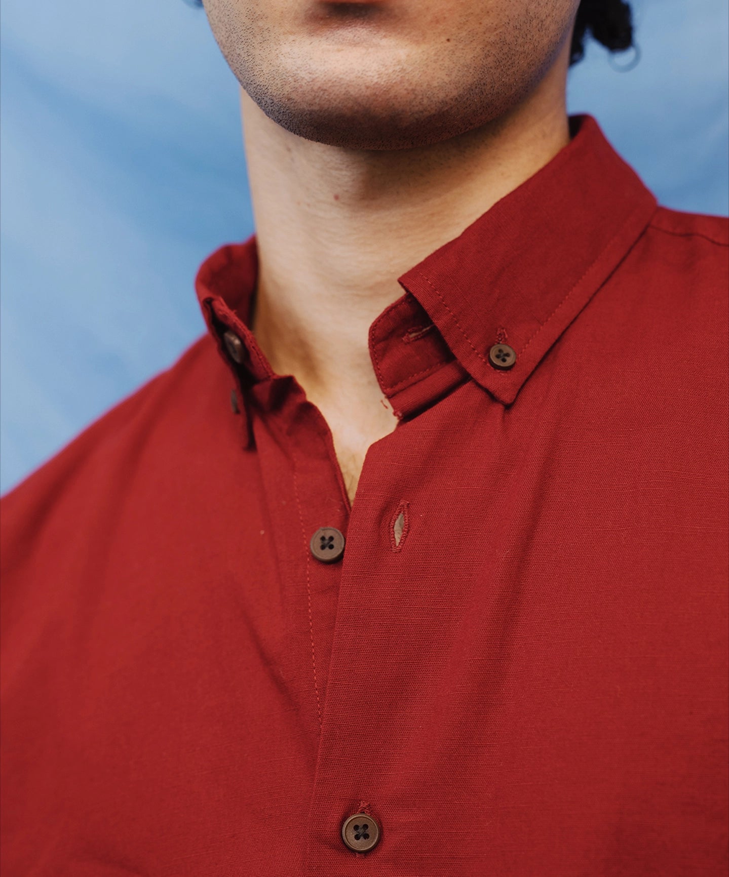 RED LINEN SHIRT REGULAR FIT