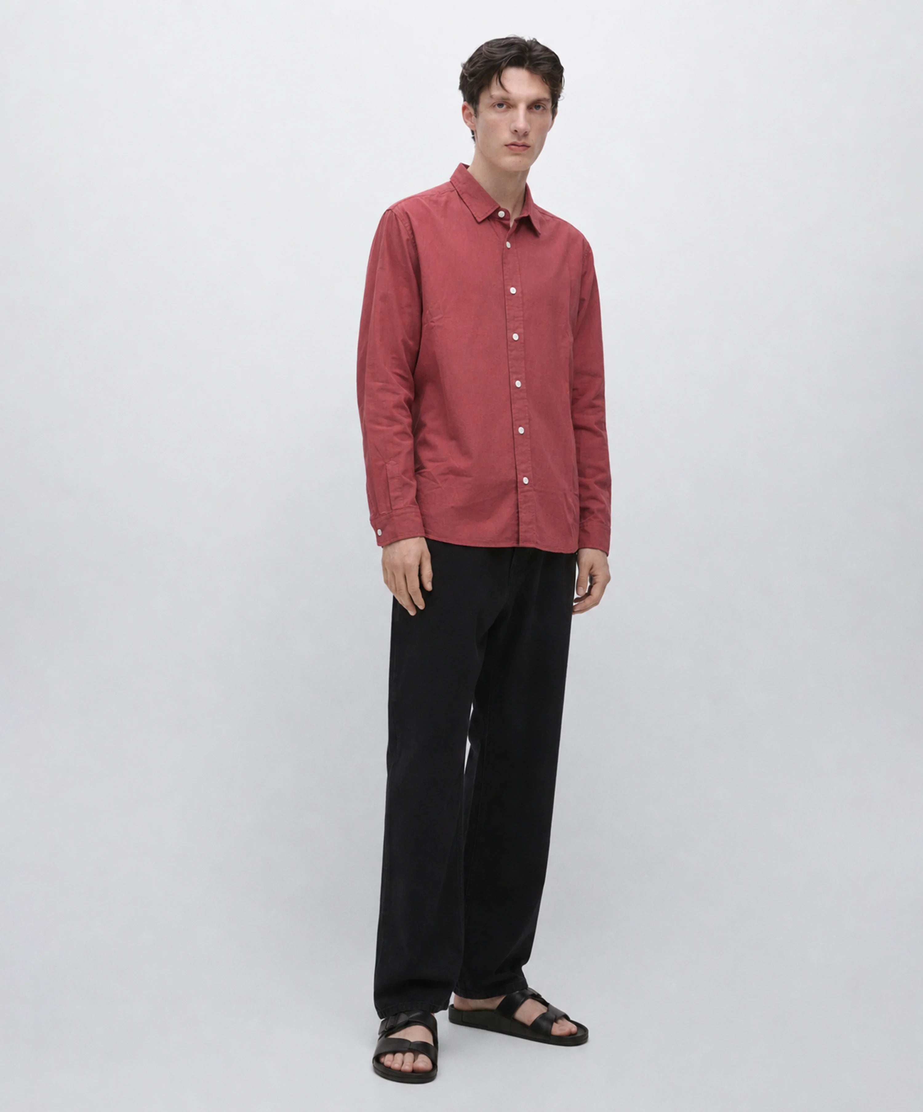 BRICK COLOUR LINEN SHIRT