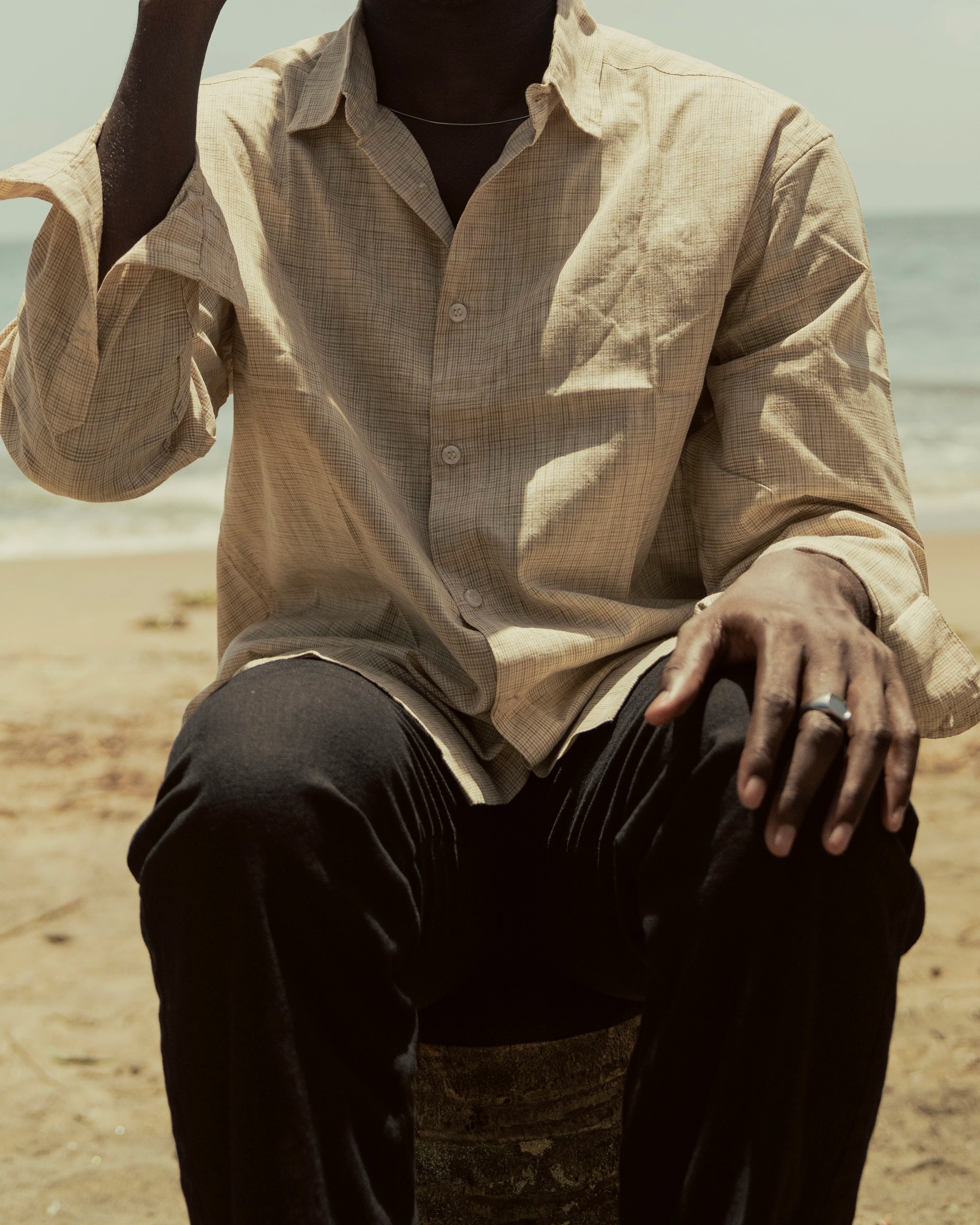 BLACK LINEN TROUSERS REGULAR FIT