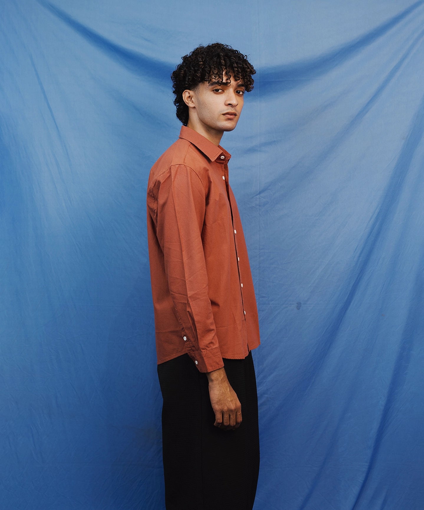 BRICK COLOUR LINEN SHIRT