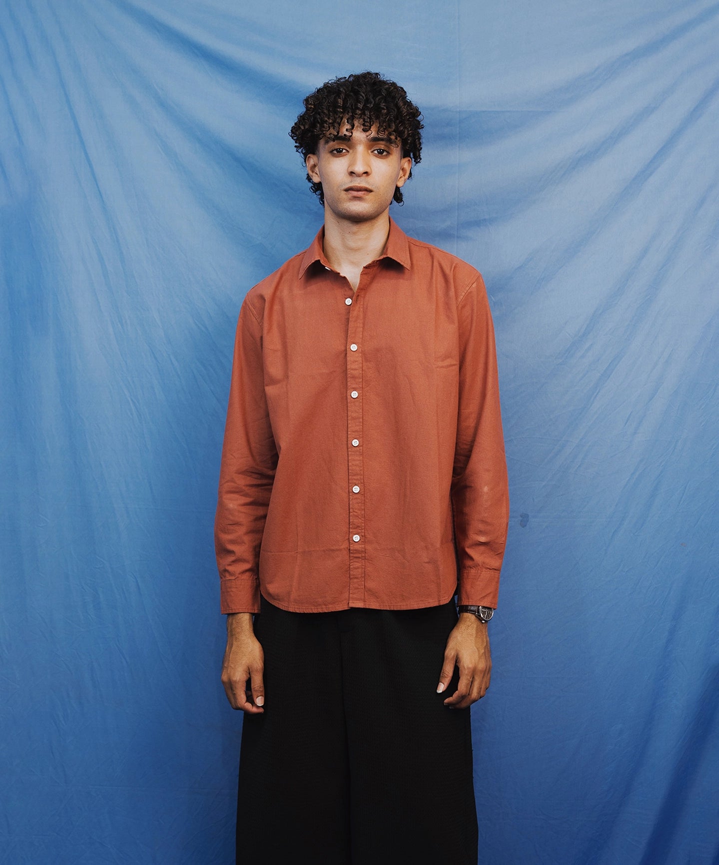 BRICK COLOUR LINEN SHIRT